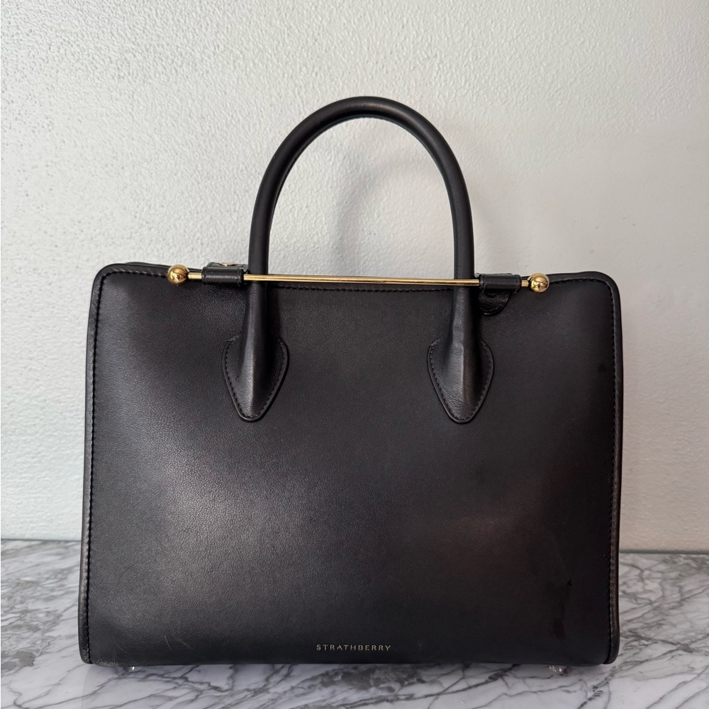 Strathberry Black Midi Tote